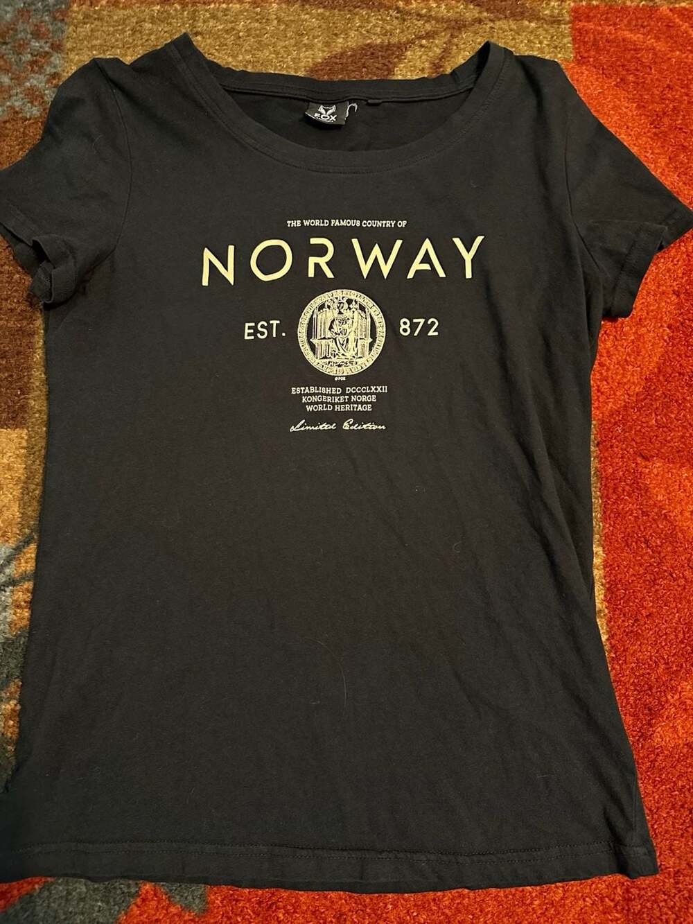 Fox Originals Norway T-Shirt Size M Black Graphic Tee